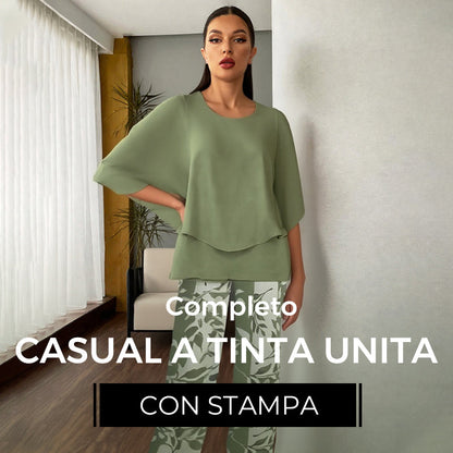 🔥ULTIMO GIORNO DI SALDI - SCONTO DEL 49%🔥 Completo pantaloni stampati e top girocollo da donna