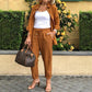 🧥+👖Set donna camicetta e pantaloni a maniche lunghe in cotone e lino