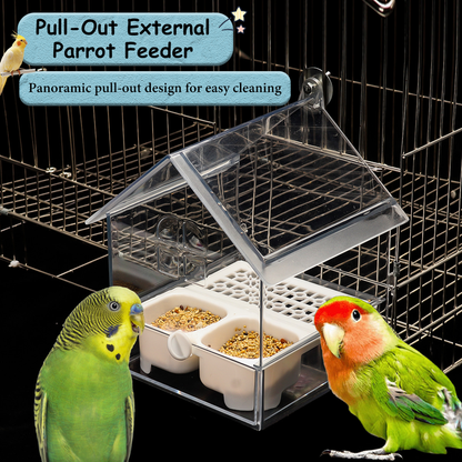 Mangiatoia Esterna Estraibile per Pappagalli