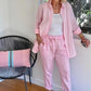 🧥+👖Set donna camicetta e pantaloni a maniche lunghe in cotone e lino
