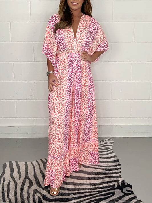 🔥🔥VENTE CHAUDE 50% DE RÉDUCTION🔥NOUVEAU STYLE 2025 Robe à imprimé léopard à col en V💝