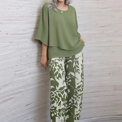 🔥ULTIMO GIORNO DI SALDI - SCONTO DEL 49%🔥 Completo pantaloni stampati e top girocollo da donna