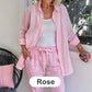 🧥+👖Set donna camicetta e pantaloni a maniche lunghe in cotone e lino