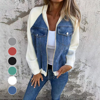 Giacca da donna Creative Denim Splicing 🧥 - Streetwear elegante per un look quotidiano e cool