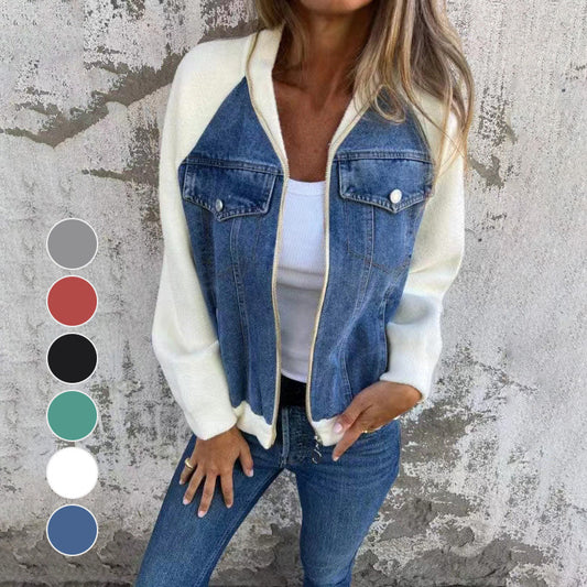 Giacca da donna Creative Denim Splicing 🧥 - Streetwear elegante per un look quotidiano e cool