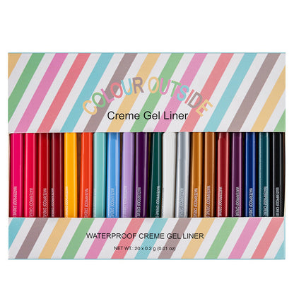 Ensemble de 20 Crayons d'Eyeliner Imperméables et Multicolores de Longue Tenue