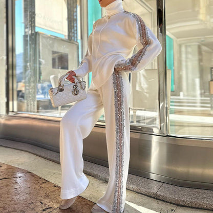 👠💋 2025 Dark Night Stream Kit - Collo alto basso + pantaloni a bordo flash, lascia che le luci di strada si riflettano per te!