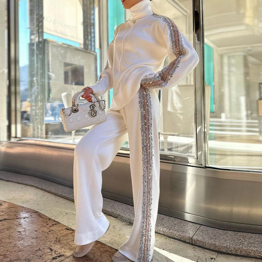 👠💋 2025 Dark Night Stream Kit - Collo alto basso + pantaloni a bordo flash, lascia che le luci di strada si riflettano per te!