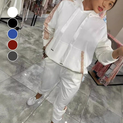 🔥Vendita calda 2025🔥 Set da 2 pezzi, top e pantaloni con cappuccio con coulisse da donna