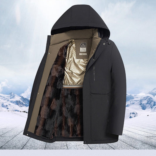 Manteau thermique d'hiver pour homme avec parka à capuche épaisse