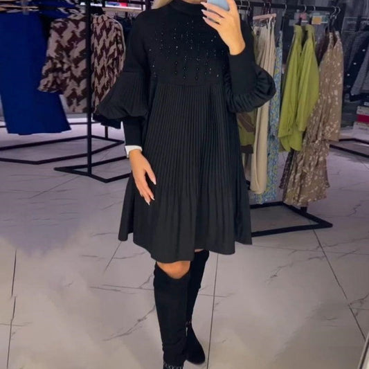 🌈👗 Abito da Donna Taglie Forti a Manica Lanterna con Colletto Dritto