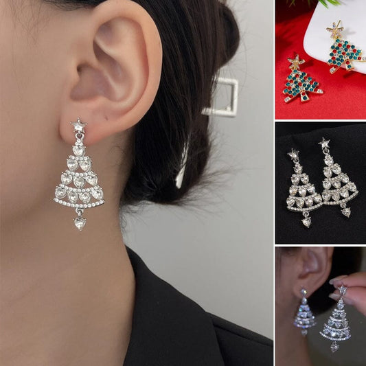 Boucles d'oreilles arbre de Noël brillant