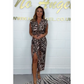 🌸Spécial printemps🌸Robe léopard sexy à col en V profond pour femme