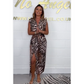 🌸Spécial printemps🌸Robe léopard sexy à col en V profond pour femme