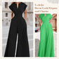 50%Rabatt🔥Damen-Jumpsuit mit V-Ausschnitt, kurzen Ärmeln und weitem Bein