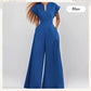 50%Rabatt🔥Damen-Jumpsuit mit V-Ausschnitt, kurzen Ärmeln und weitem Bein