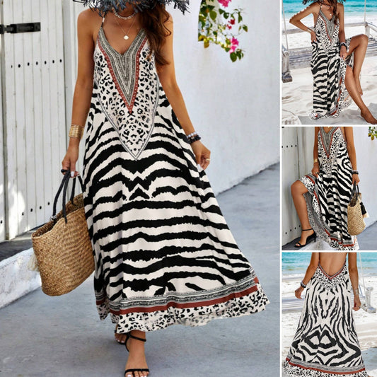 Maxi-Slipkleid mit Zebra-Leopardenmuster