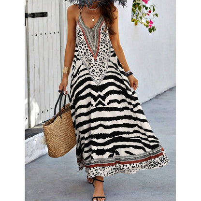 Maxi-Slipkleid mit Zebra-Leopardenmuster