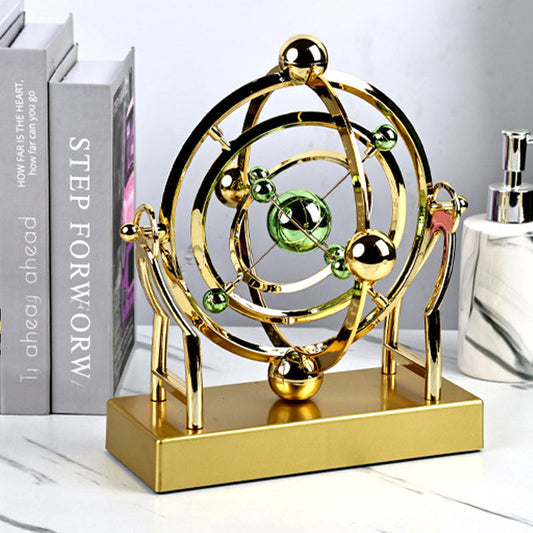 Pendule à mouvement perpétuel en orbite céleste – Décoration rotative créative pour la maison