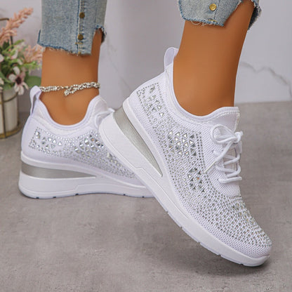 Scarpe sportive traspiranti in rete con strass