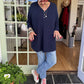 Top da Donna con Scollo a V e Maniche Corte con Bottoni