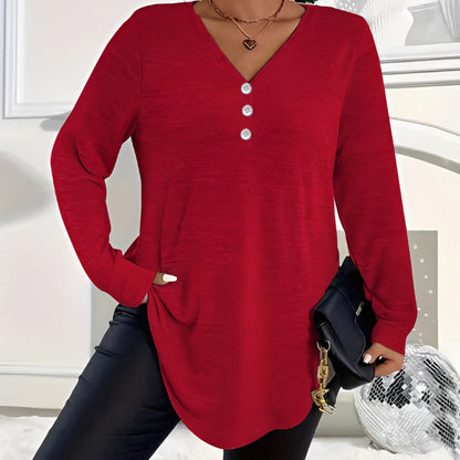 Top da Donna con Scollo a V e Maniche Corte con Bottoni