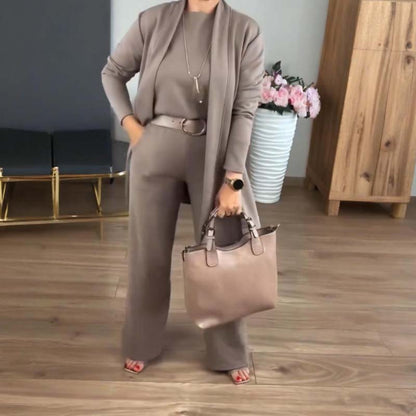 🌸 🌸 Elegante cardigan lungo + camicia + pantaloni 3 in 1