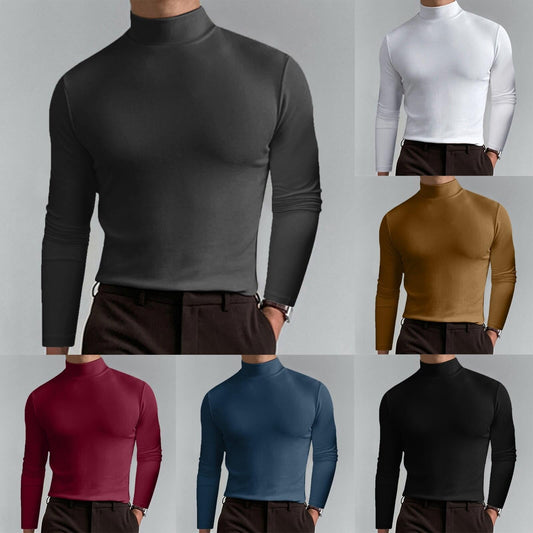 T-shirt a maniche lunghe slim fit a collo alto da uomo