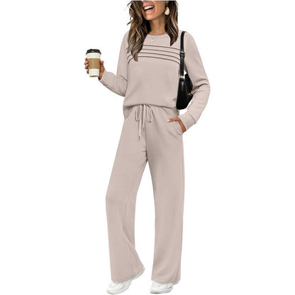 Top girocollo e pantaloni con coulisse da donna