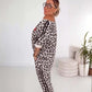 Set top e pantaloni da donna con stampa leopardo