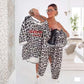 Set top e pantaloni da donna con stampa leopardo