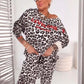 Set top e pantaloni da donna con stampa leopardo