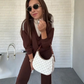 Set donna top e pantaloni con risvolto a maniche lunghe