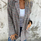🍂Autunno colletto a bavero Slim Button Plaid piccolo abito per le donne