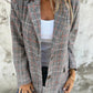 🍂Autunno colletto a bavero Slim Button Plaid piccolo abito per le donne