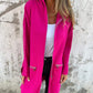 Giacca felpata con cappuccio a maniche lunghe con zip, moda casual