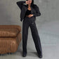 🌟Set donna due pezzi dal taglio rilassato - Giacca con zip e pantaloni a gamba larga