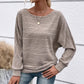 🌟🌟Maglia a Girocollo a Tinta Unita con Maniche Lunghe e Texture a Righe