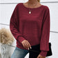 🌟🌟Maglia a Girocollo a Tinta Unita con Maniche Lunghe e Texture a Righe