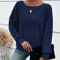🌟🌟Maglia a Girocollo a Tinta Unita con Maniche Lunghe e Texture a Righe