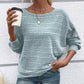 🌟🌟Maglia a Girocollo a Tinta Unita con Maniche Lunghe e Texture a Righe