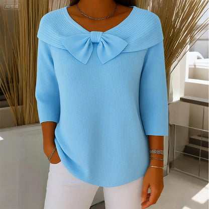 Maglione da donna in maglia con fiocco