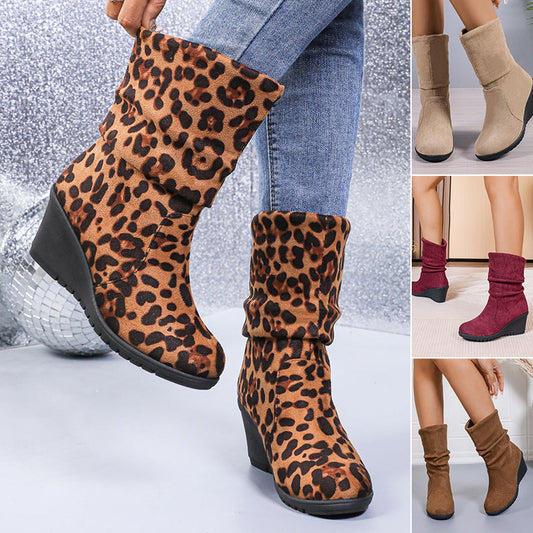 Stivali con tacco a zeppa vintage da donna