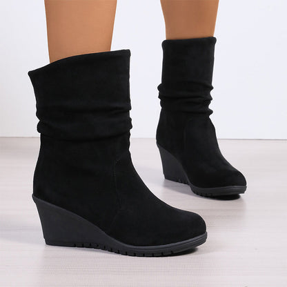 Stivali con tacco a zeppa vintage da donna