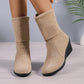 Stivali con tacco a zeppa vintage da donna