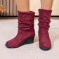 Stivali con tacco a zeppa vintage da donna