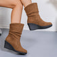 Stivali con tacco a zeppa vintage da donna