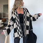 Cardigan donna aperto a scacchi