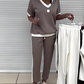 Set di pantaloni e top casual da donna con scollo a V