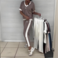 Set di pantaloni e top casual da donna con scollo a V